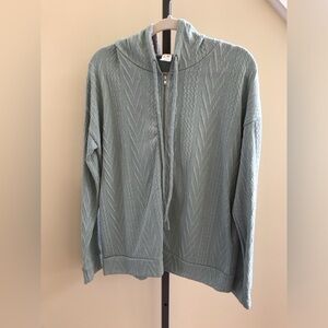 7th RAY NWT Top Hoodie Sip Front Green Floral Hoodie Size Xlarge